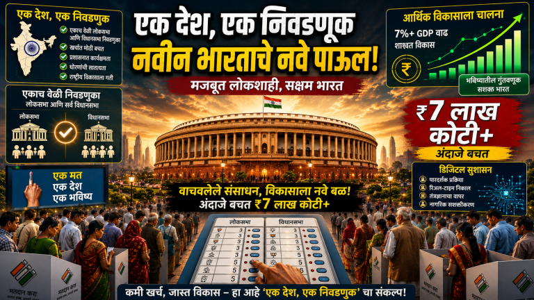 ‘One Nation, One Election’ मुळे देशाला ₹७ लाख कोटींची बचत शक्य; GDP Growth मध्ये १.६% वाढीचा दावा !