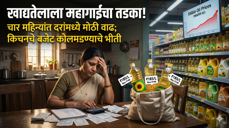 खाद्यतेलाला महागाईचा तडका ! चार महिन्यांत किमतींमध्ये मोठी वाढ; किचनचे बजेट कोलमडण्याची भीती